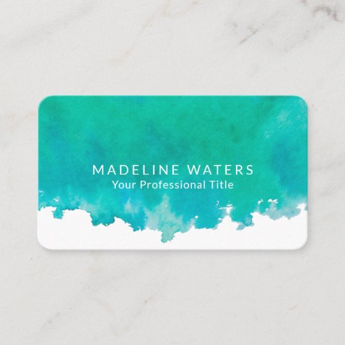 Elegant Watercolor Modern Minimalsit Blue Green Business Card