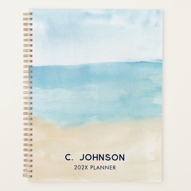 Elegant Watercolor Modern Personalized 2026 Planner (Front)