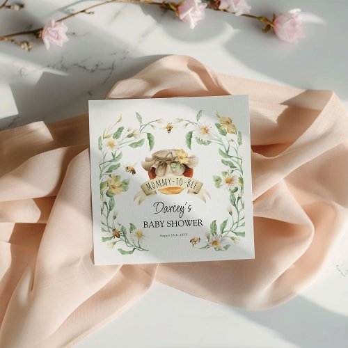 Elegant Watercolor Mommy_to_Bee Honey Baby Shower Napkins