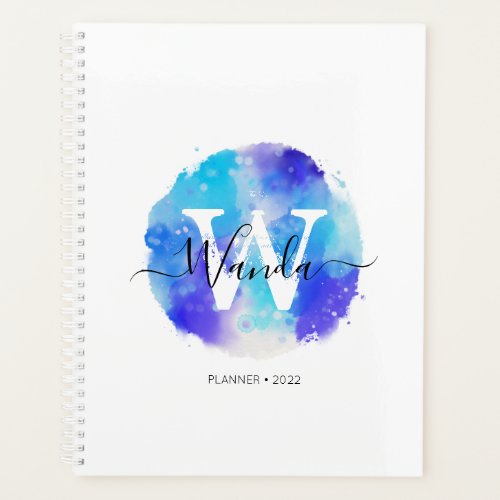 Elegant Watercolor Monogram 2022 Planner