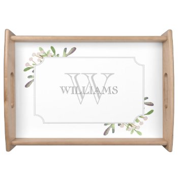 Elegant Watercolor Monogrammed Tray by Whimzy_Designs at Zazzle