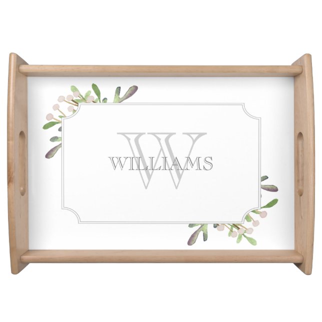 Elegant Watercolor monogrammed tray (Front)