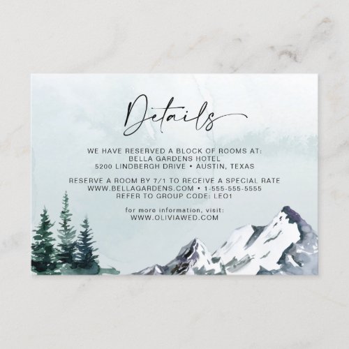 Elegant Watercolor Mountain Details Enclosure Card