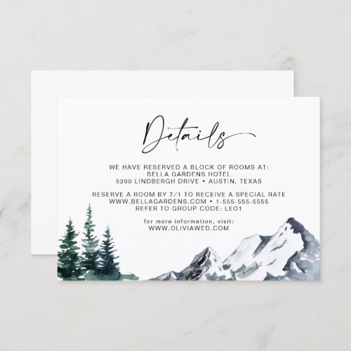 Elegant Watercolor Mountain Details Enclosure Card