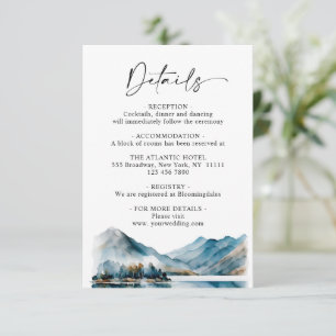 Elegant Watercolor Mountain Forest Details Enclosure Card