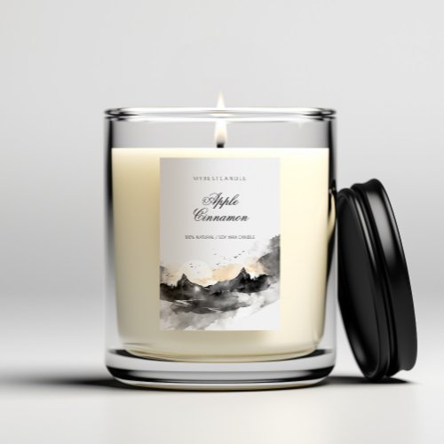 Elegant Watercolor Mountains Candle Food Label