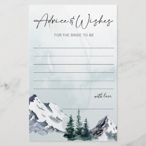 Elegant Watercolor Mountains Forest Advice Card