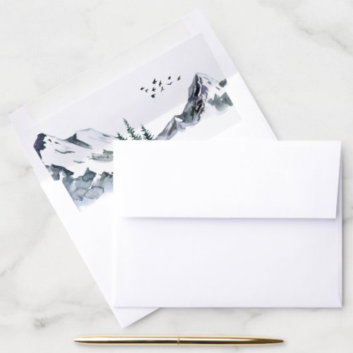 Elegant Watercolor Mountains Forest Envelope Liner