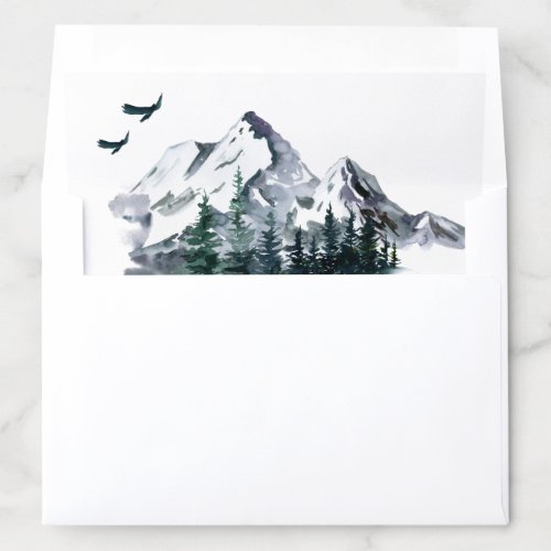 Elegant Watercolor Mountains Forest Envelope Liner