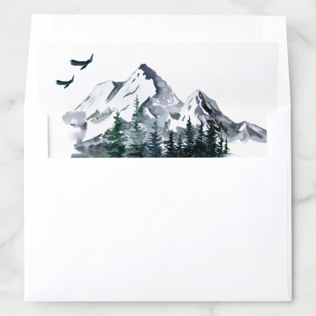 Elegant Watercolor Mountains Forest Envelope Liner (In Envelope)