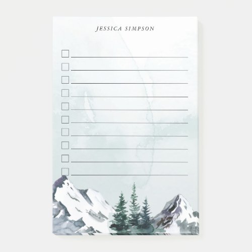 Elegant Watercolor Mountains Forest To_Do List  Po Post_it Notes