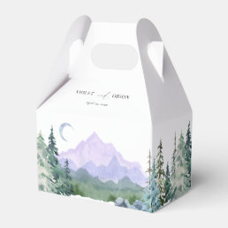 Elegant Watercolor Mountains Forest Wedding Favor Boxes