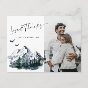 Elegant Watercolor Mountains PHOTO Thank You  Postcard