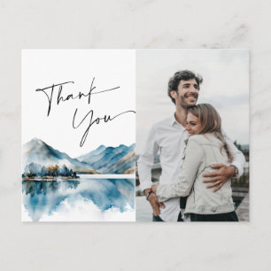 Elegant Watercolor Mountains Thank You Photo Postcard
