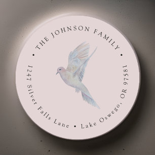 Elegant Watercolor Mourning Dove Return Address Classic Round Sticker
