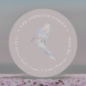 Elegant Watercolor Mourning Dove Return Address Classic Round Sticker