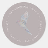 Elegant Watercolor Mourning Dove Return Address Classic Round Sticker (Front)