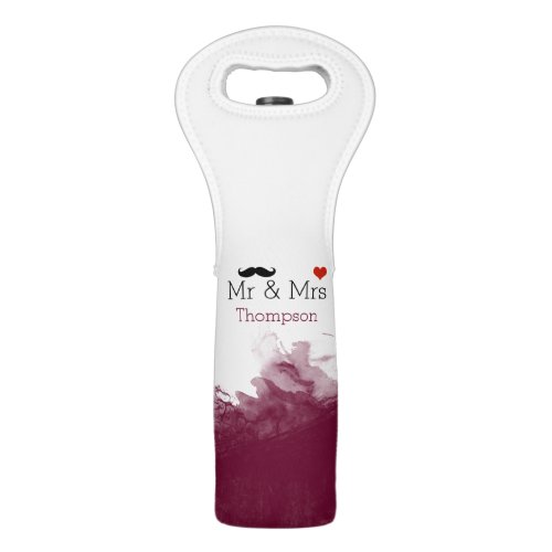 elegant watercolor Mr  Mrs couples Wine Bag