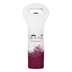 Elegant Watercolor Mr. & Mrs. Wine Bag