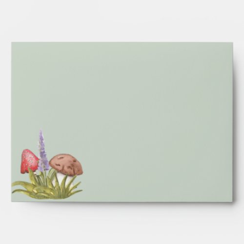 Elegant Watercolor Mushroom Woodland  Envelope