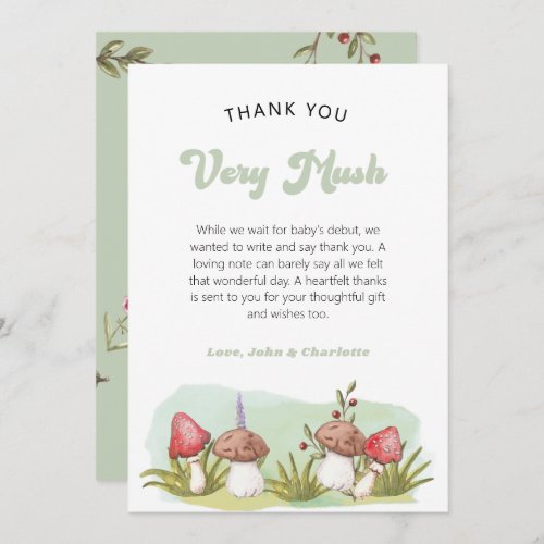 Elegant Watercolor Mushroom Woodland  Thank You Card