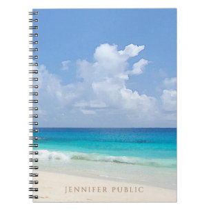 Elegant Watercolor Nature Seascape Waves Template Notebook