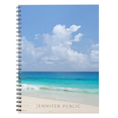Elegant Watercolor Nature Seascape Waves Template Notebook