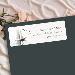 Elegant Watercolor Nautical Sailing Yacht Address Label