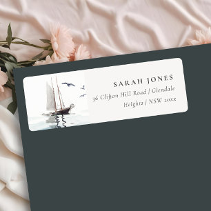 Elegant Watercolor Nautical Sailing Yacht Address Label