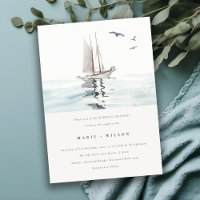 Elegant Watercolor Nautical Sailing Yacht Wedding