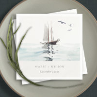 Elegant Watercolor Nautical Sailing Yacht Wedding
