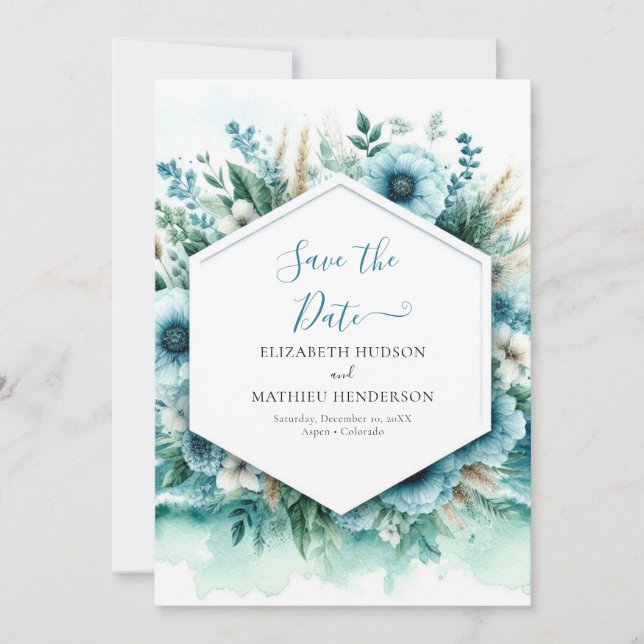  Elegant Watercolor Nautical Wedding Save The Date (Front)