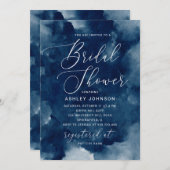 Elegant watercolor navy nautical bridal shower invitation (Front/Back)