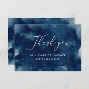 Elegant watercolor navy nautical bridal shower thank you card