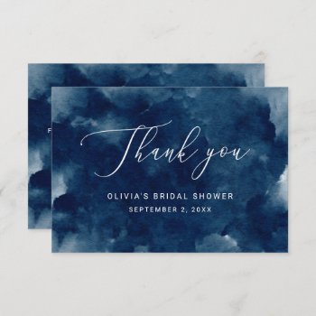 Elegant Watercolor Navy Nautical Bridal Shower Thank You Card by RemioniArt at Zazzle