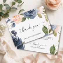 Elegant Watercolor Navy & Peach Floral Baby Shower