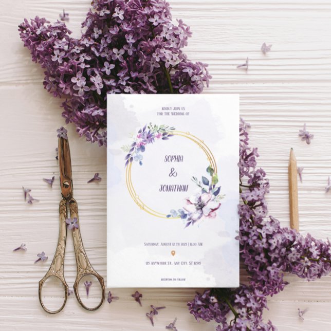 Elegant Watercolor Neutral floral wedding gold Foil Invitation (Creator Uploaded)