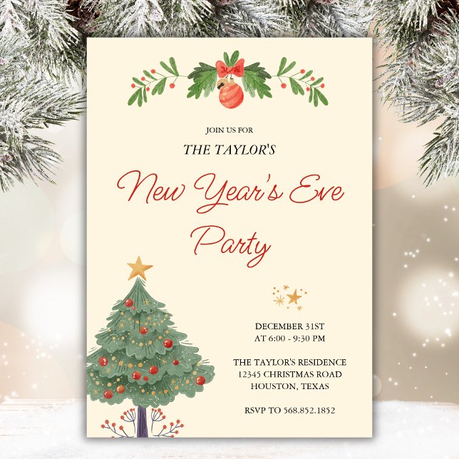 Elegant Watercolor New Year's Eve Celebration 2025 Invitation (Creator Uploaded)