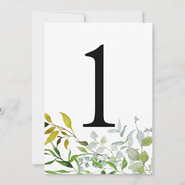 Elegant Watercolor Number 1 Card (Front)
