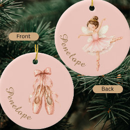 Elegant Watercolor Nutcracker Ballerina Ballet Ceramic Ornament
