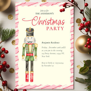 Elegant Watercolor Nutcrackers Christmas Party Holiday Card