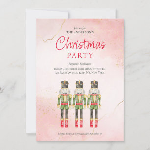Elegant Watercolor Nutcrackers Christmas Party Holiday Card