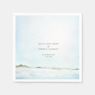 Elegant Watercolor Ocean Beach Coastal Wedding Napkins