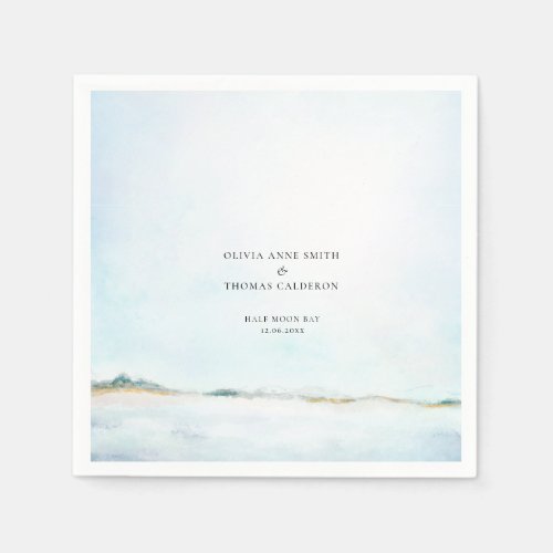 Elegant Watercolor Ocean Beach Coastal Wedding Napkins