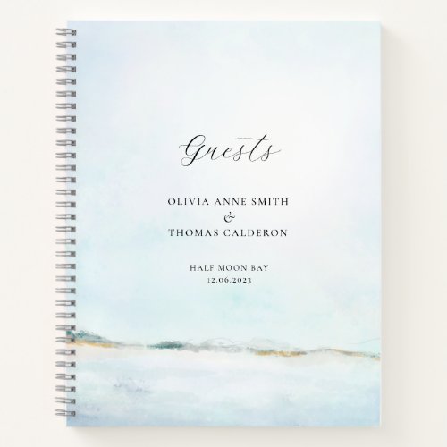 Elegant Watercolor Ocean Beach Wedding Guest Book