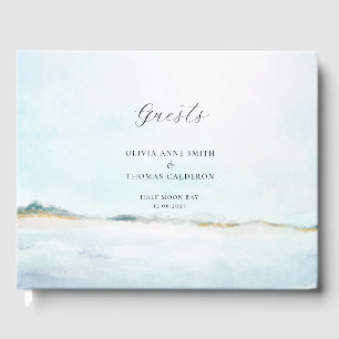 Elegant Watercolor Ocean Beach Wedding Guestbook
