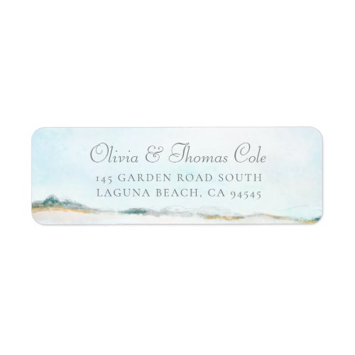 Elegant Watercolor Ocean Return Address  Label