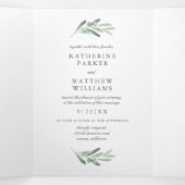Elegant Watercolor Olive Branch All-In-One Wedding Tri-Fold Invitation (Inside Middle)