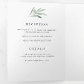 Elegant Watercolor Olive Branch All-In-One Wedding Tri-Fold Invitation (Inside First)