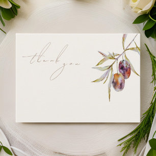 Elegant Watercolor Olive Branch Memorial Thank You Note Card